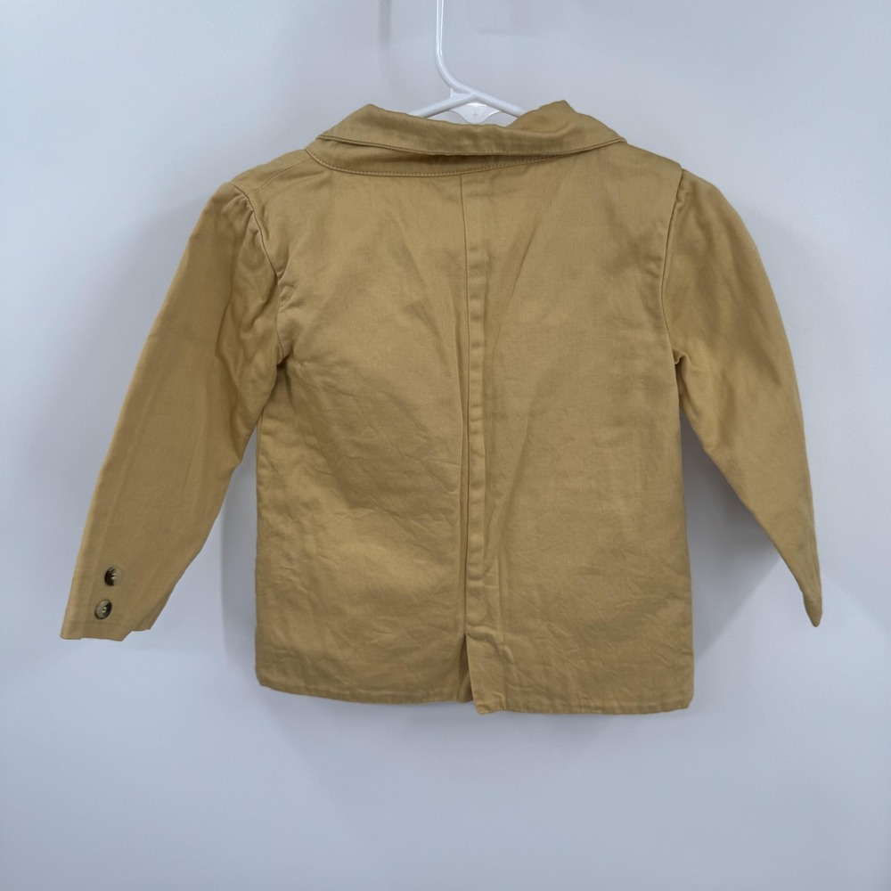 Kate Quinn Blazer Youth 2T Tan Organic Cotton Button Front Toddler Jacket - Picture 2 of 6